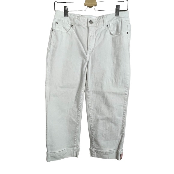NYDJ Denim - NYDJ Size 6 White Crop Pants Cuffed‎ Stretch Jeans Not Your Daughter's Jeans